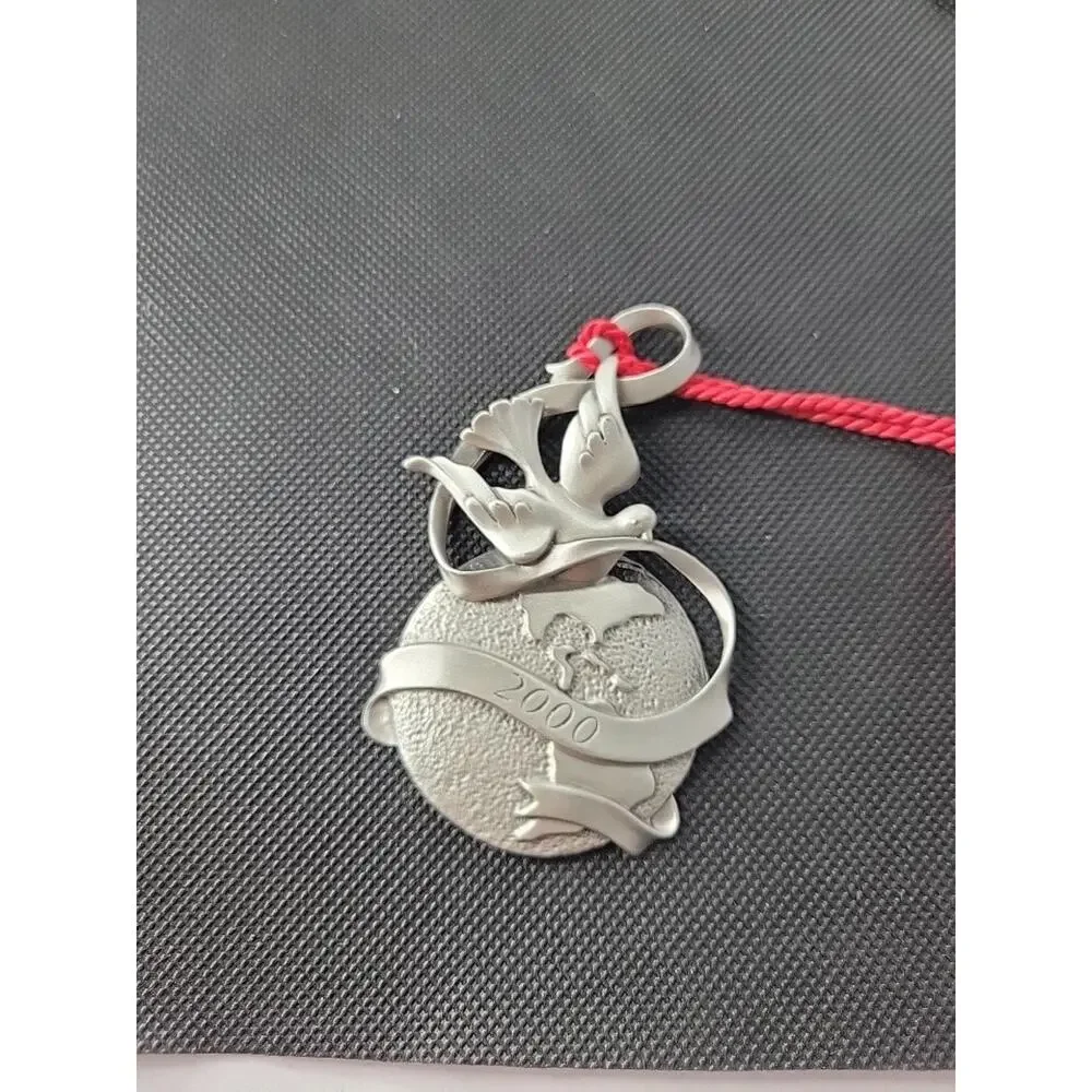 Lot of 6 Christmas Pewter Ornaments Avon Santa Angel 2000 2001 2002 2017